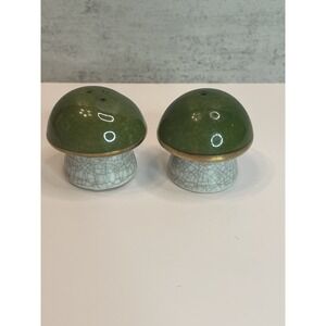 Vintage Rare Made In Japan Green Mushroom Salt And Pepper Shakers
